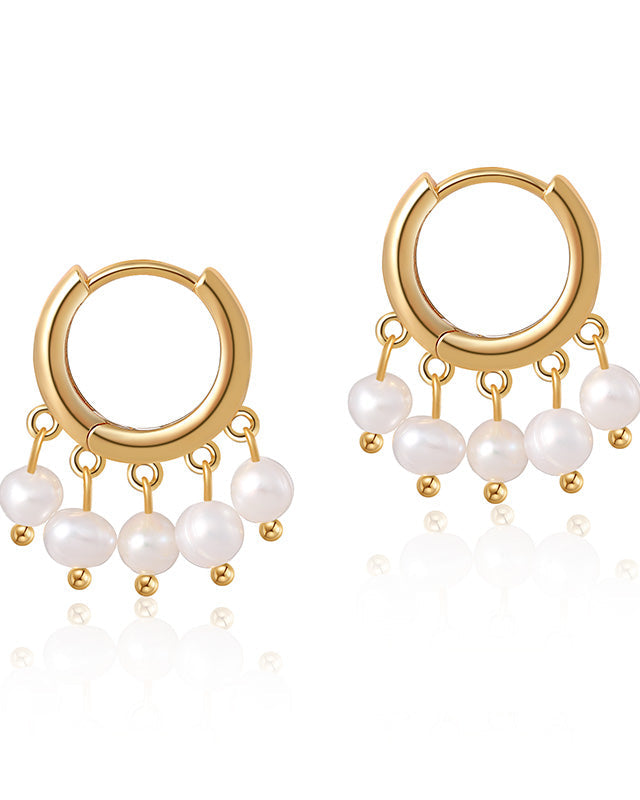 Pearl Drop Hoop Earrings