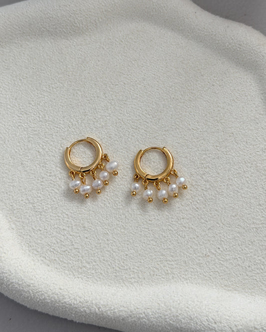 Pearl Drop Hoop Earrings